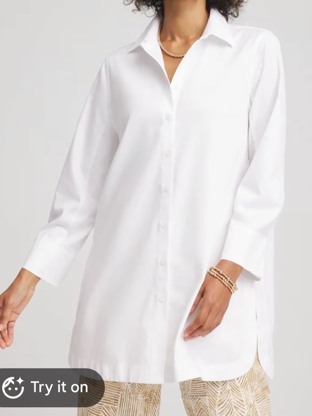 Show me your Mumu Classic white  Button Down Tunic shirt top size Medium NWT
